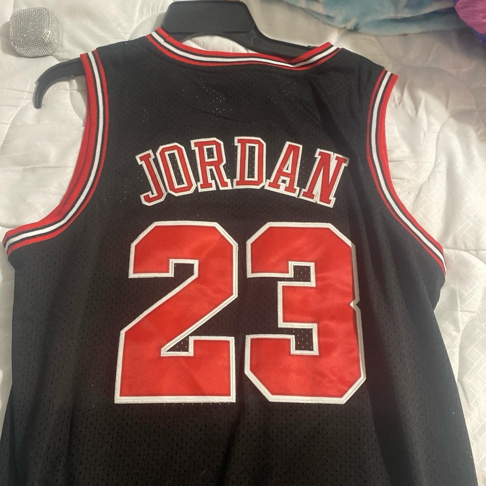 Nike Black and Red Chicago NBA Jersey
